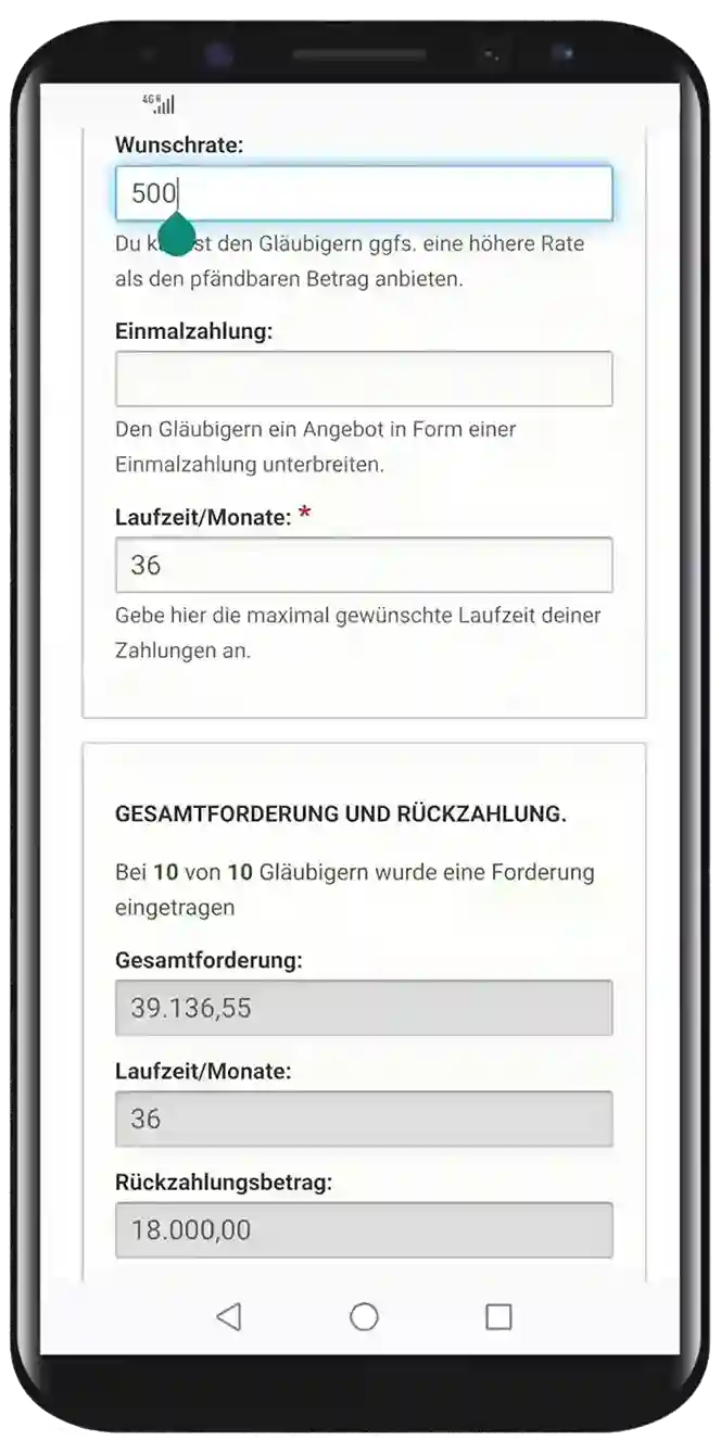 Darstellung Gläubigrverwaltung